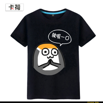 Gambar Pioneer pria katun yang longgar leher bulat t shirt (Hitam 1)