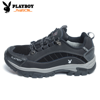 Harga PLAYBOY pria luar ruangan sepatu hiking renda (Hitam) Ori