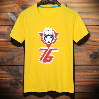 Gambar Pria baru ukuran besar longgar blus t shirt (Permainan 76 kuning)