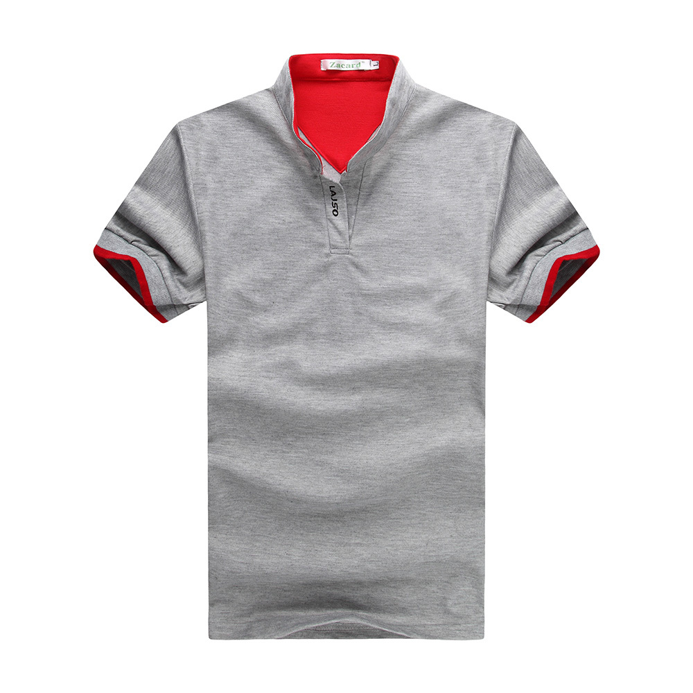 Pria Polo Shirt Pria Katun Lengan Pendek Kemeja Sportswear Jerseys Tenis Baseball Kasual Turndown Collar T-shirt (Abu-abu) -Intl