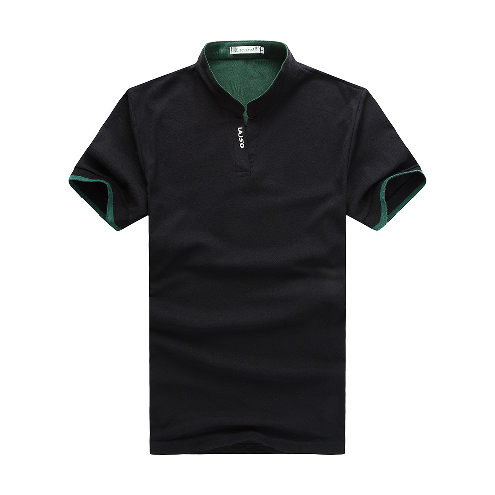 Pria Polo Shirt Pria Katun Lengan Pendek Kemeja Sportswear Jerseys Tenis Baseball Kasual Turndown Collar T-shirt (Hitam) -Intl