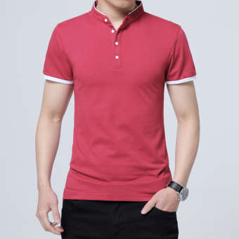 Harga Pria tren lengan pendek stand up kerah kemeja lengan pendek t
shirt (Merah) (Merah) Online Terbaik