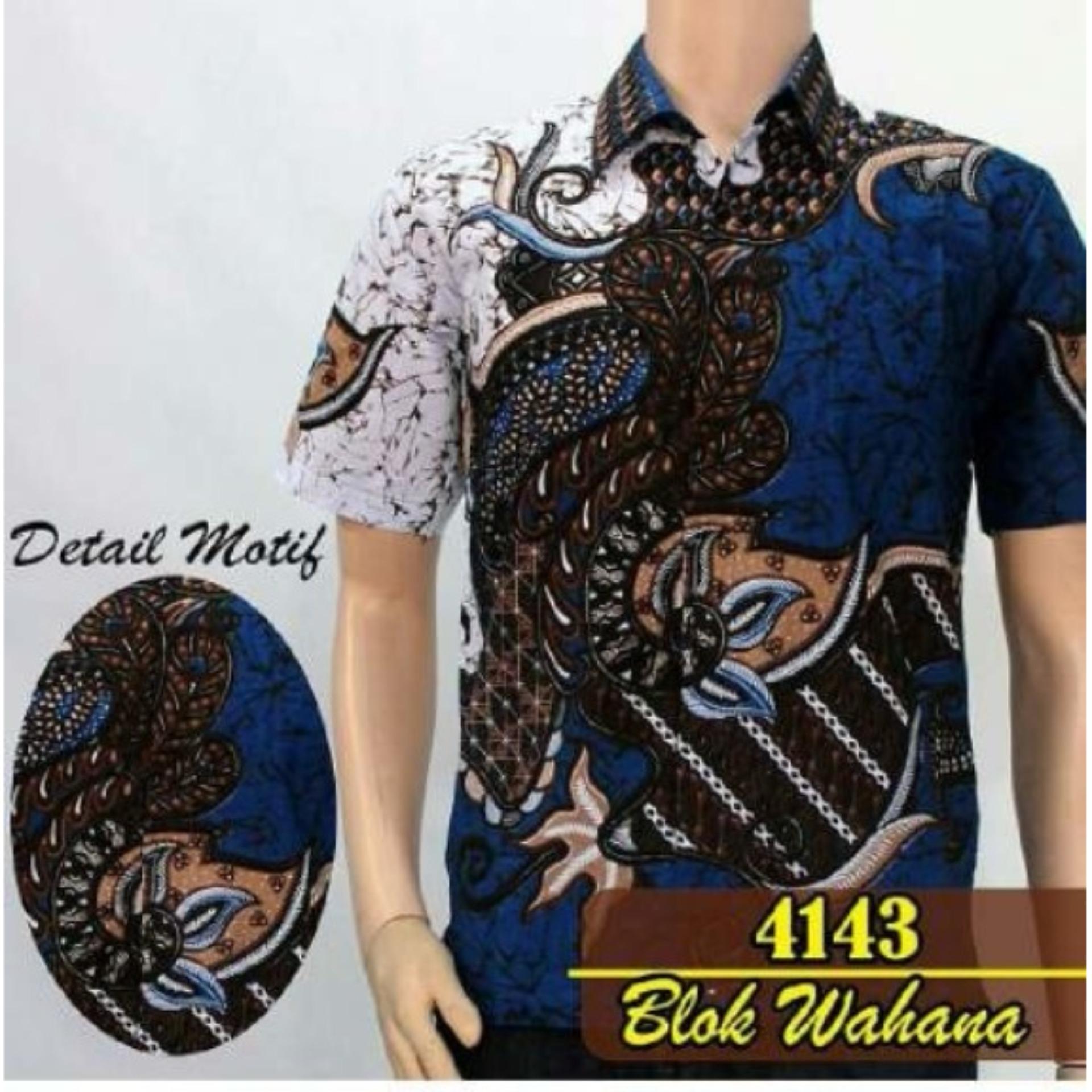 PROMO kemeja batik pria lengan pendek MOTIF BLOK WAHANA BATIK SOLO/PEKALONGAN TERLARIS