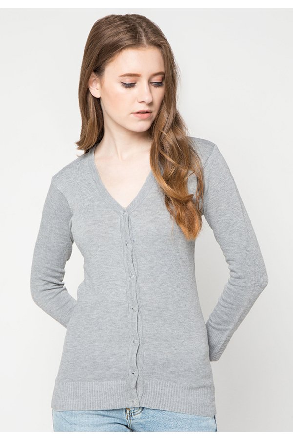 QuincyLabel Basic Cardigan - Abu-abu