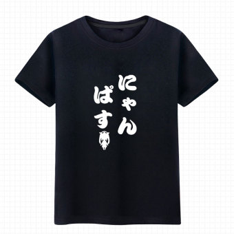 Gambar Raja Jepang katun santai sehari hari t shirt (Hitam)