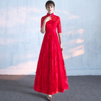 Jual Merah Muda Baru Setengah Panjang Model Gaun  Merah 