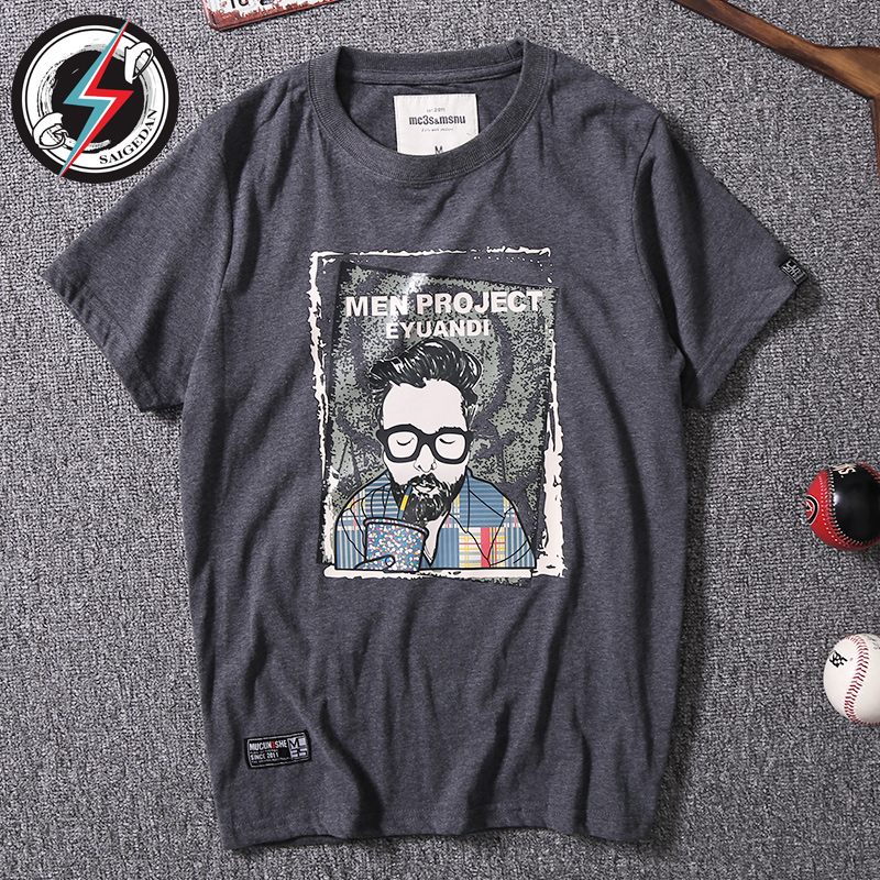 Laika Kaos Oblong Pria Warna Putih Lengan Pendek Longgar Santai Source · SEG katun Jepang leher bulat lengan pendek kemeja t shirt Abu abu