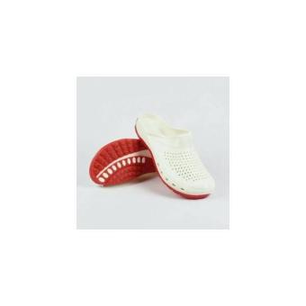 Gambar Selop Sandal Sendal Sepatu Crocs Ap Boot Pria Cowo Putih MerahHitam