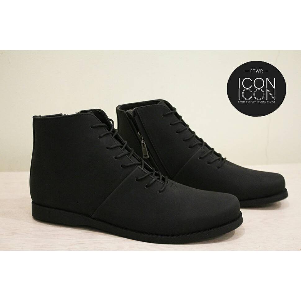 Sepatu Brodo Boots Handmade Semi Formal / Casual Ritsleting Modern - ICON FOOTWEAR KARIE - Hitam / Coklat