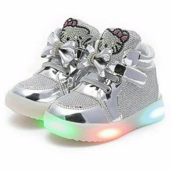 Gambar Sepatu Lampu LED Anak Hello Kitty Import (Silver)