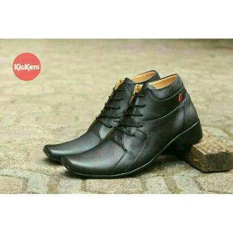 Gambar Sepatu Pantofel Pria Kickers Tali Hitam Hand Made Premium Leather
