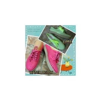 Gambar Sepatu Wanita Cewe Karet Jelly Bara Barabara Lime Pink Casual