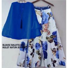 setelan kulot katun jepang rosalia blue