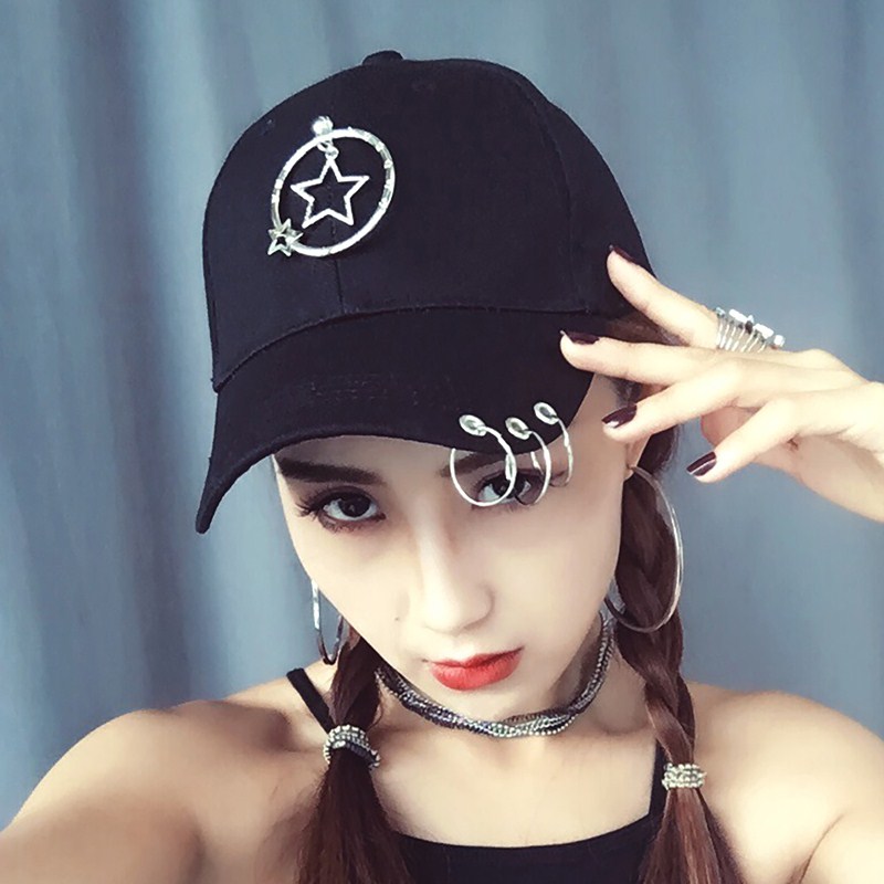 SHININGSTAR Korea Fashion Style bordir pria dan wanita topi bisbol topi topi (Pada lingkaran kecil