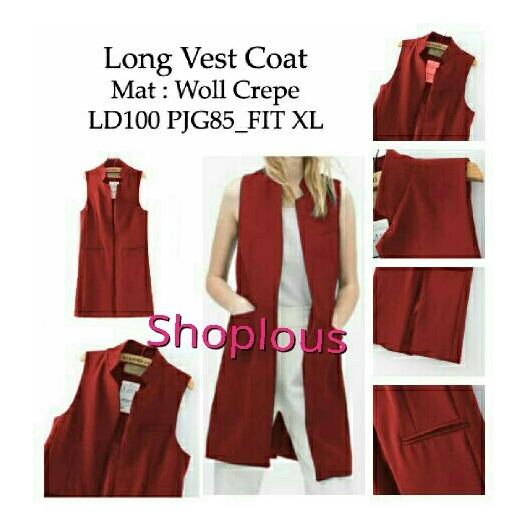 Shoplous Cardigan Wanita Long Vest / Cardigan Kerja / Cardigan Muslim / Fashion Cardigan / Pocket Cardigan / Cardigan Murah / Cardigan Long Vest Coat