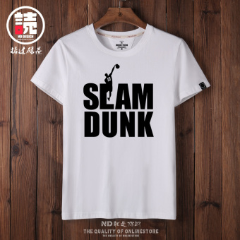 Gambar Slam dunk pelatih lengan pendek t shirt (Putih Slam Dunk hitam)