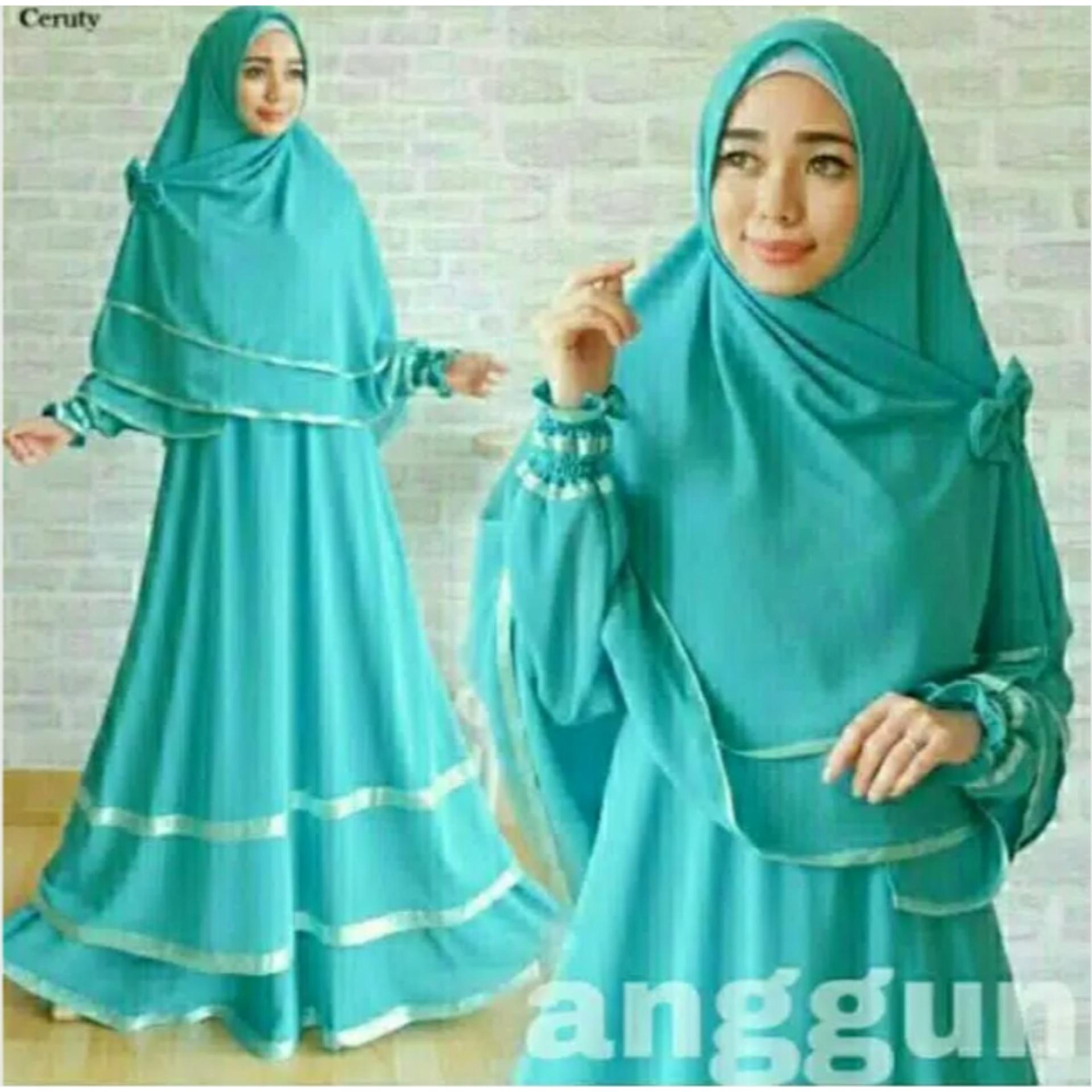 Snowshopkita Dress Muslimah Gamis Syari Anggun - Biru Turkis