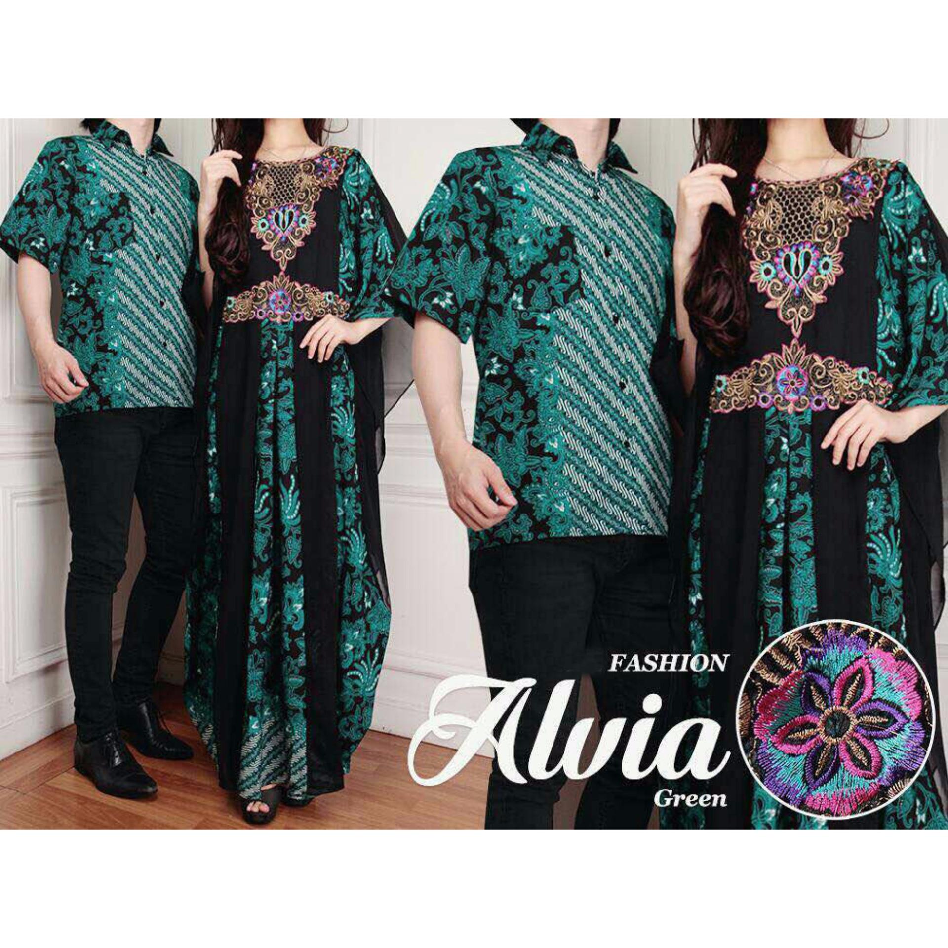 SR Collection Couple Batik Muslim Pria Wanita Alvianasyah - Maroon