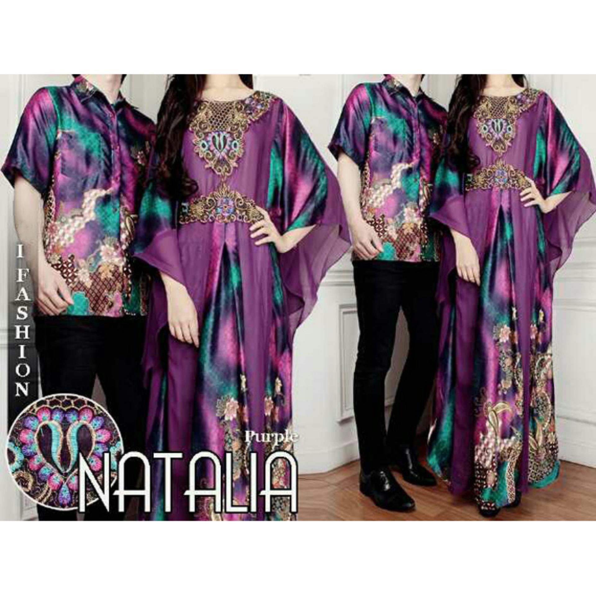 SR Collection Couple Batik Muslim Pria Wanita Natalea - Biru