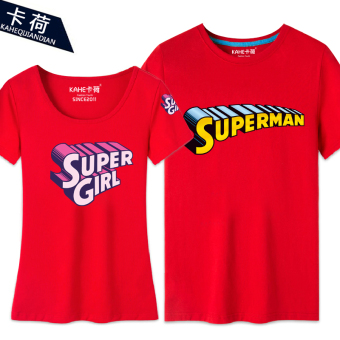 Gambar Superman katun leher bulat bottoming lengan pendek t shirt t shirt kemeja (Huruf merah)