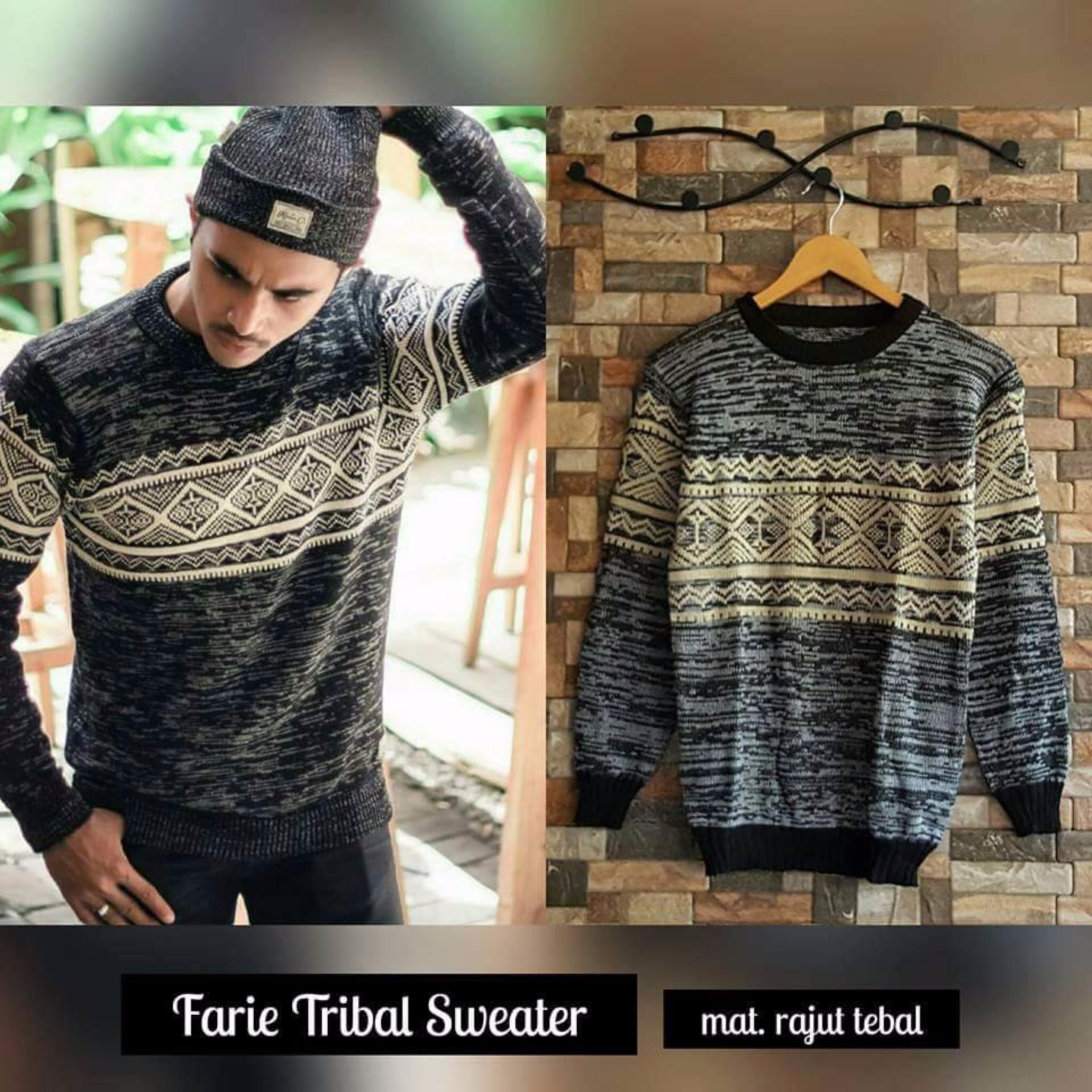 sweater pria Farie tribal rajut tebal