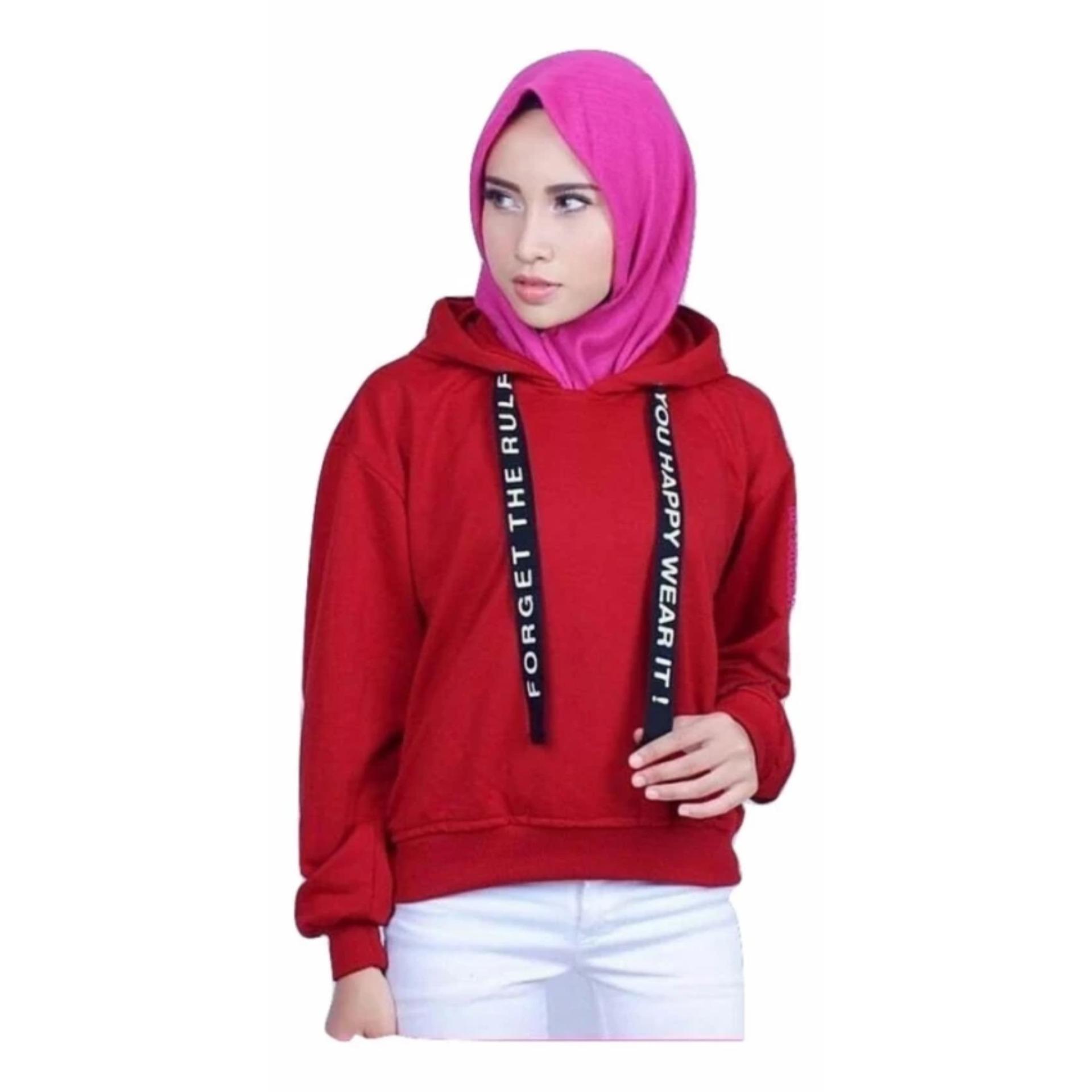 Sweater wanita -  Sweater Croope Tali Tulis - Baby Terry - Hitam