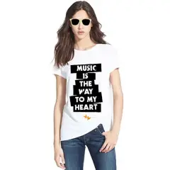 Sz Graphics Music T Shirt Wanita Kaos Slub Wanita - Putih