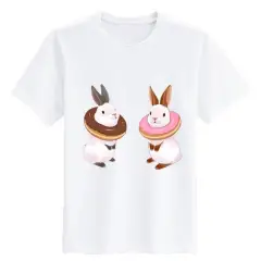 Sz Graphics Rabbit T Shirt Wanita Kaos Wanita T Shirt Fashion Wanita T Shirt Kaos Distro Wanita-Putih