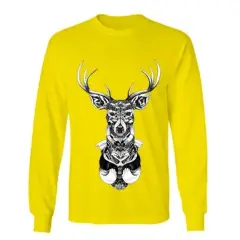 Sz Graphics Vintage Deer T Shirt Long Sleeve Wanita Kaos Lengan Panjang Wanita T Shirt Wanita Kaos Wanita T Shirt Fashion-Kuning