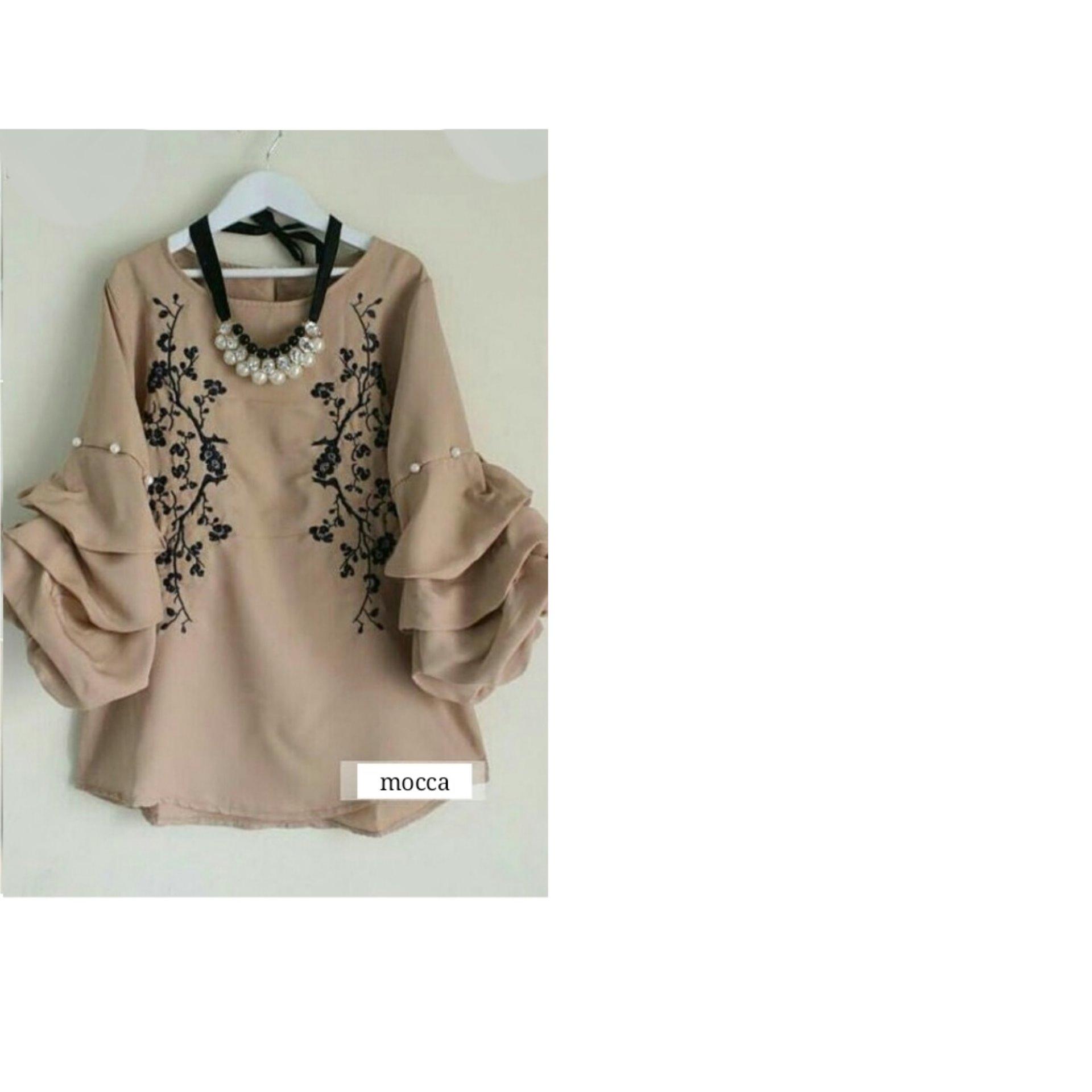 T-OS Atasan Blouse Wanita Adifa Bordir Mutiara T-OS Atasan Blouse Wanita Adifa Bordir Mutiara