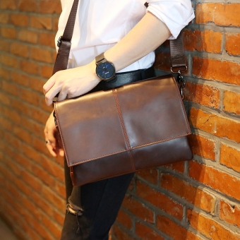 Tas Dokumen Tas Selempang Ada Bentuk Pria Trendi Santai (Kopi warna)