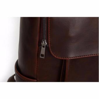 Tas Ransel Kulit Pria Elegant England Vintage - Coklat - 4 .