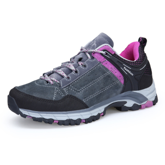 Tergelincir tahan air mendaki sepatu sneaker sepatu outdoor (467307 abu-abu-perempuan)