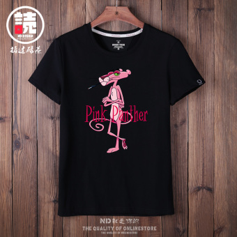 Gambar Tide merek baru Slim versi Korea dari t shirt (Hitam Pink Panther csz)