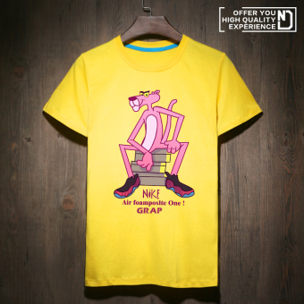 Gambar Tide merek baru Slim versi Korea dari t shirt (Kuning Pink Panther CII)