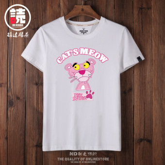 Gambar Tide merek baru Slim versi Korea dari t shirt (Putih Pink Panther CTB)