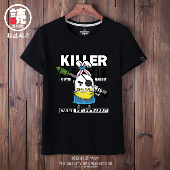 Gambar Tide merek Korea Fashion Style lengan pendek pria t shirt (Hitam kelinci pembunuh CSP) (Hitam kelinci pembunuh CSP)