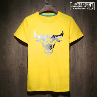 Gambar Tide merek pria lengan pendek t shirt (Kuning banteng retro DBA)