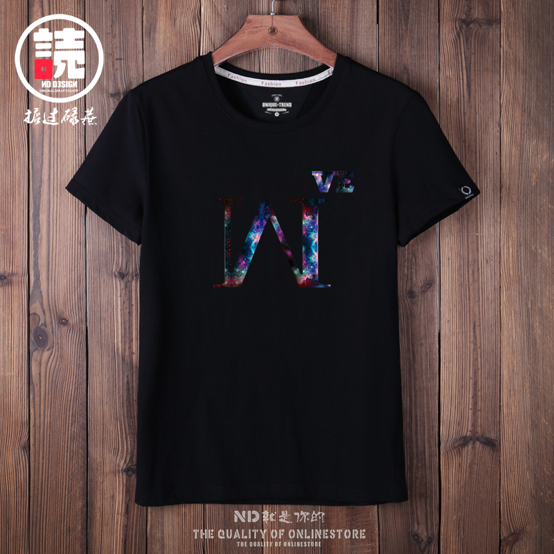Cheap online Tide merek versi Korea dari kapas musim panas lengan pendek t- shirt (