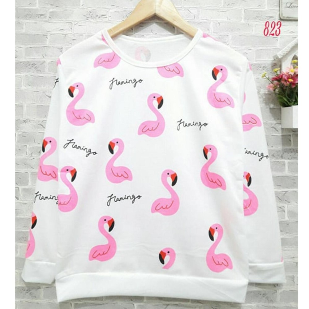 tokolobo sweater wanita kekinian flaminggo tulisan