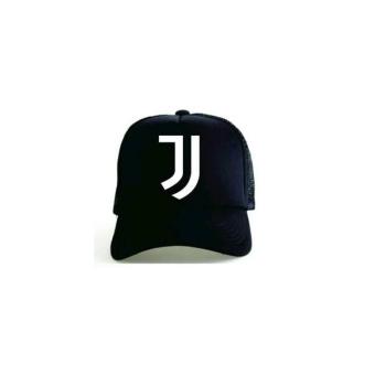 Gambar Topi Trucker Logo Juventus Club Bola Custom Hitam Jaring Pria Cowo