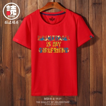 Gambar Tren lengan pendek pria leher bulat t shirt (Basket merah pacarnya Huang deh)