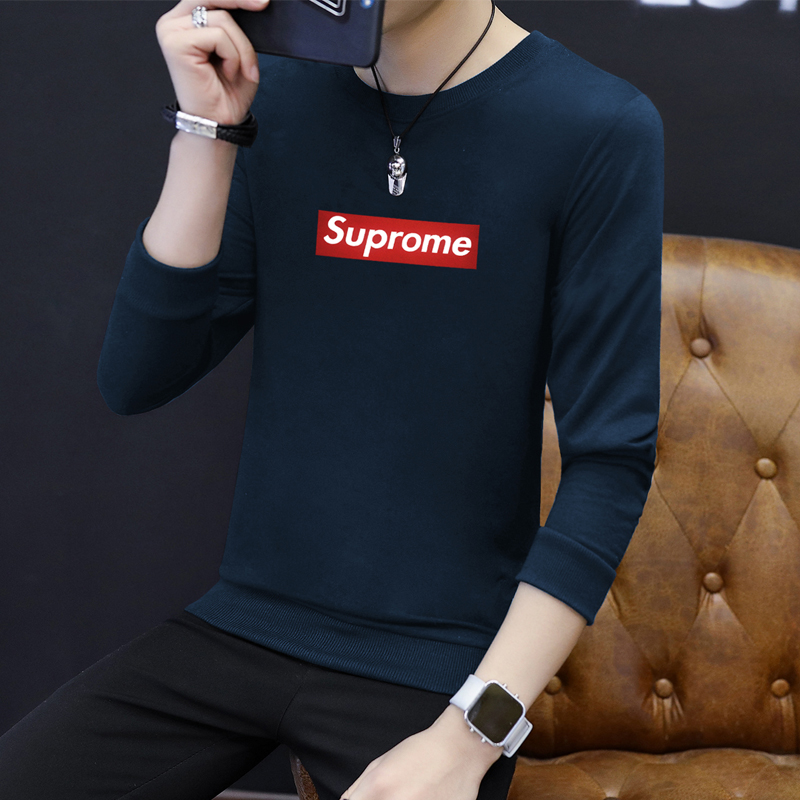 Tren pria musim gugur pullover sweater Korea Fashion Style leher bulat lengan panjang t-shirt
