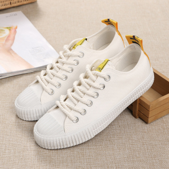 Gambar Ulzzang Stylish female wild shoes canvas shoes (Putih)