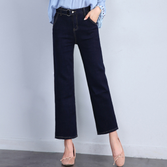 Harga Versi Korea adalah pinggang tipis lurus celana  jeans  