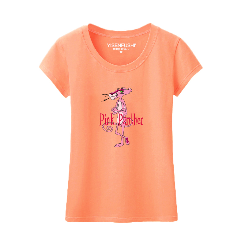 Versi Korea baru musim panas Slim bottoming kemeja t-shirt (Oranye-pink panther