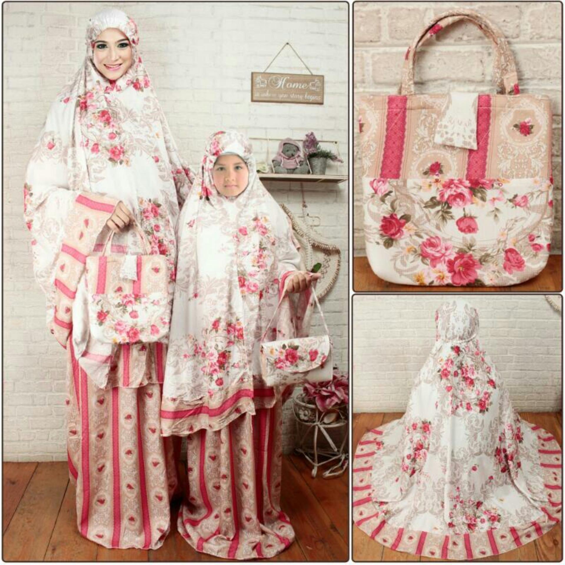 Vrichel Collection Mukenah Couple Ibu Dan Anak Lia (Merah)