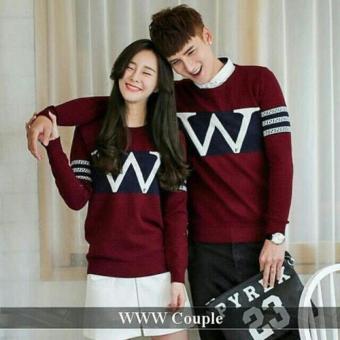 Gambar W Merah Sweater Couple Combad Jaket Pasangan