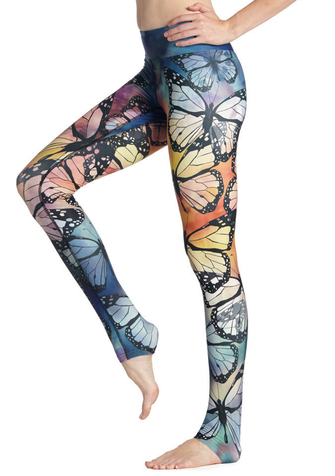 ... Warna-Warni Kupu-Kupu Fashion Wanita Celana Yoga 3D Dicetak Lari Olahraga Celana Legging ...