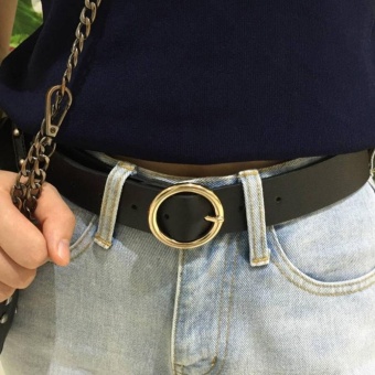 Whyus-Korean Style Women Girls Casual Alloy Round Buckle Faux Leather Waist Belt (Black) - Intl Juni 2018 - 5 Whyus-Korean Style Women Girls Casual Alloy Round Buckle Faux Leather Waist Belt (Black) - intl - 5